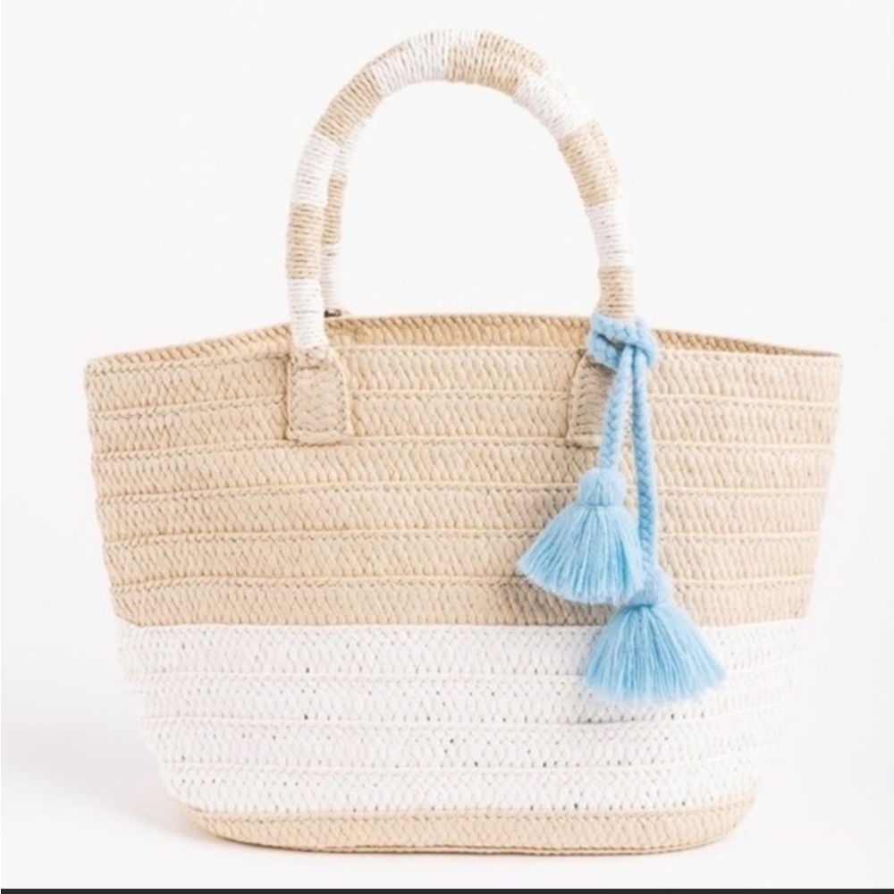 Altur Straw Beach Bag with Detachable Blue Tassel